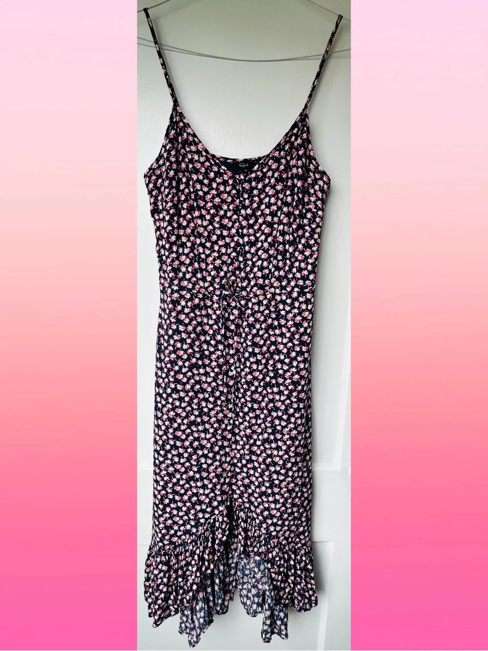 RAILS Navy Floral Slip Maxi Dress with Ruffle Hem